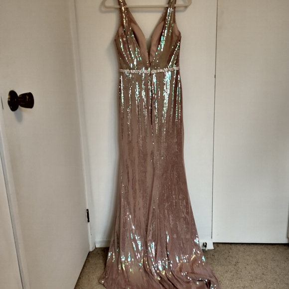 Rose Gold Sequin Mermaid Style Dress NWT - Picture 9 of 13